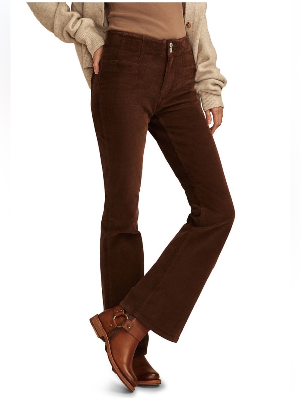 Lucky Brand Stevie High Rise Flare Corduroy Jeans Dark Brown